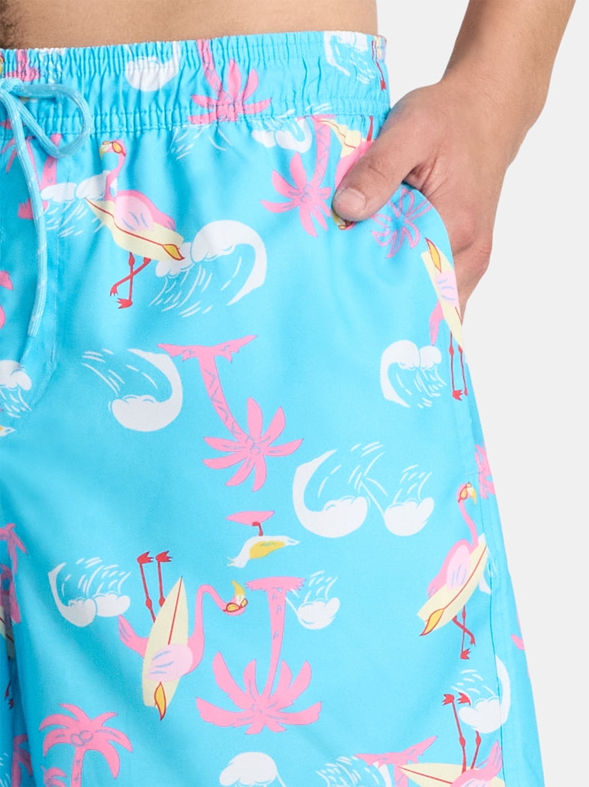 No Boundaries Elastic Waist Swim Shorts, 6" Inseam, Men's & Big Men's