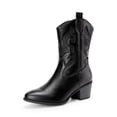 thumbnail image 1 of Botas DREAM PAIRS DWUMMB2505 de media caña con punta redonda negras, 1 of 7