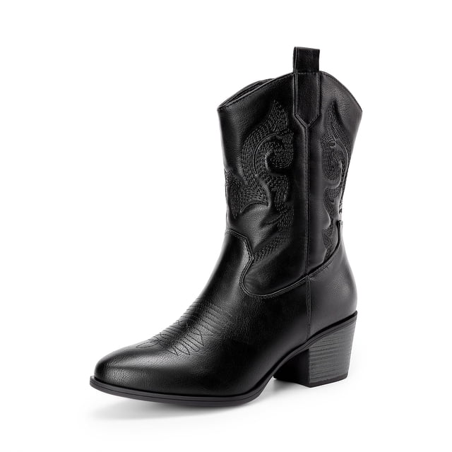 Botas DREAM PAIRS DWUMMB2505 de media caña con punta redonda negras