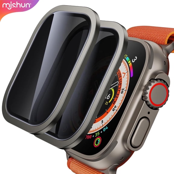 2 Pack for Apple Watch Ultra Screen Protector 49mm [26 Degree Privacy] Titanium Alloy Frame   9H Tempered Glass [Touch Sensitive] Lightweight Protective Glass Film for iwatch Ultra 3/Ultra 2/Ultra