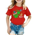 thumbnail image 4 of GDREDA T-Shirt Décontracté d'Été pour Filles avec Manches Pétales, Col Rond, Couleur Unie, pour Pâques et Usage Quotidien, Rouge, 10-11 Ans, 4 of 4