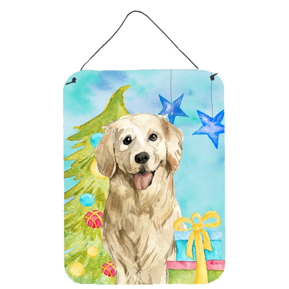 Christmas Tree Golden Retriever Wall or Door Hanging Prints