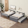 thumbnail image 3 of Rubber Wood Bunk Beds Full Over Full Size with Trundle, Ladder and Guardrails, Convertible to 2 Full Size Beds, with Twin Size Trundle, Dark Grey, 3 of 10