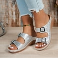 thumbnail image 5 of Hopeusnice Women's Wedges Shoes Non-Slip Breathable Open Toe Soft PU Materials Summer Shoes Trendy Wedge Heel Roman Slip-Resistant Walking Shoes Silver 42, 5 of 9