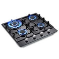 thumbnail image 2 of 24 inch Built-in Gas Cooktop 4 Burners with Tempered Glass Dual Burners NG/LPG Convertible Countertop, 2 of 13