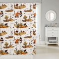 thumbnail image 2 of Manfei Western Farm Cowboy Shower Curtain 72Wx72L,Rustic Cow Bathroom Curtain,White Brown, 2 of 6