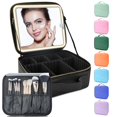 thumbnail image 1 of Bolsa de maquillaje de viaje SUILU con espejo LED y separadores ajustables, 1 of 7