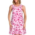 thumbnail image 1 of Bixox Robe Sans Manches à Imprimé Rubans de Cancer du Sein pour Femmes avec Poches, Robe Décontractée Longueur Genou pour l'Été-3TG, 1 of 7