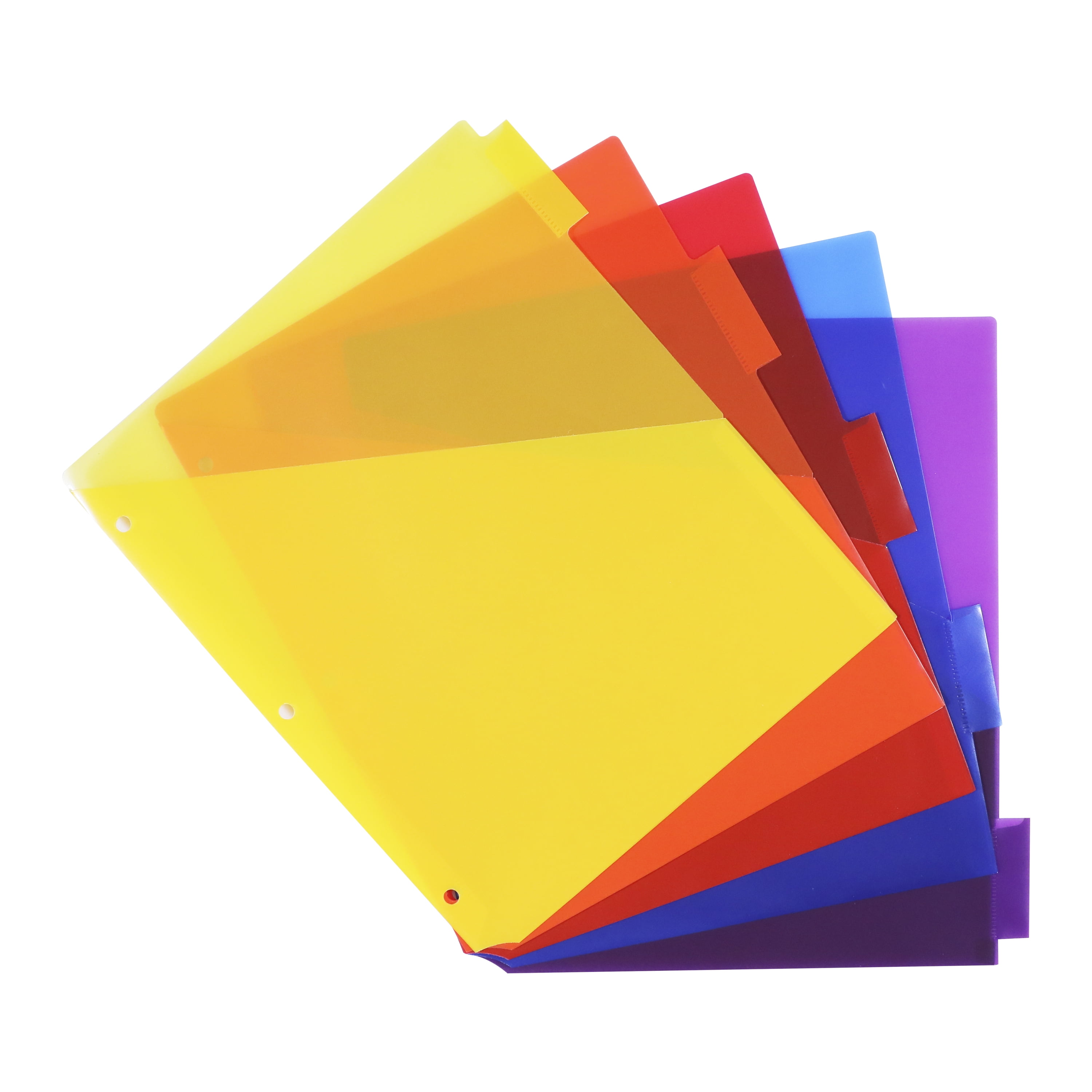 Pen+Gear Vibrant Color 5-Tab Insertable Dividers with Pockets, 6 Pack, Model 90159