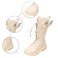 thumbnail image 6 of REDARER Girls Knee High Boots, Leather Boots with Bow Decor, Comfortable Flat Sole Soft Booties for Casual Everyday Wear,Size:4-4.5 Years, 6 of 9