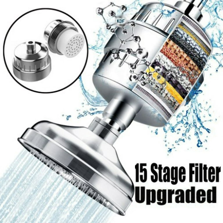 MOVSOU High Output Shower Filter - Latest Superior Advanced 17-stage Filter  Media - Universal Multi-Stage Shower Head Filter 