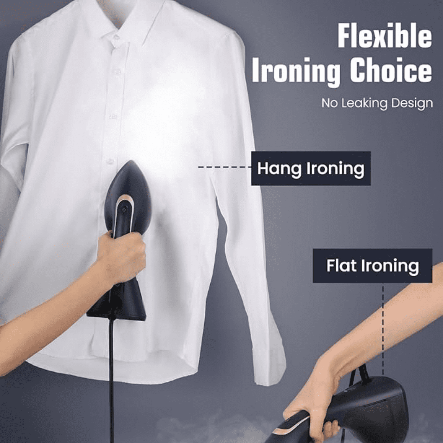 Steamer for Clothes, 2-in-1 Steam & Iron, 1200W Handheld Powerful Garment Fabric Wrinkle Remover with Burst Steam, Ceramic Heating Plate, 30-Second Fast Heat-up, Auto-Off (Only for 120V)