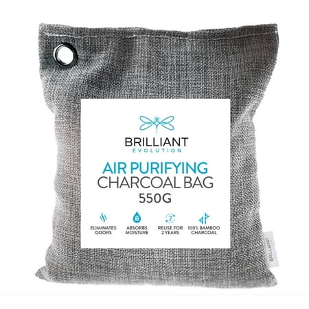- 1 Pack 550G Natural Bamboo Charcoal Air Purifying Bag | Home & Car Air Freshener | Activated Charcoal Odor Eliminators for Closets, Bathrooms, Pet Areas, RV | Moisture Absorber | Closet Deodorizer