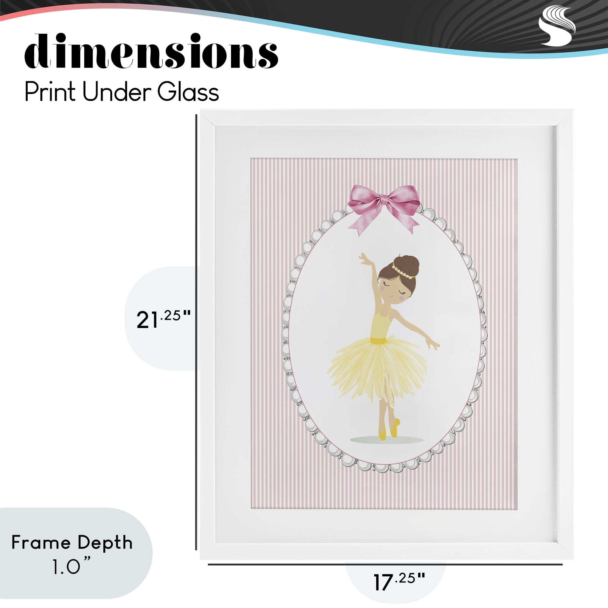 Stupell Industries Dainty Dance on Stripes White Framed Print Under Glass, design by Christine Simpson Art