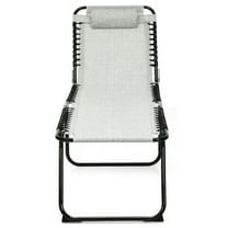 Spaco Patio Lounge Chair, Folding Heightening Design Beach Lounge Chair with Pillow for Patio-Gray