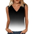 thumbnail image 1 of Mujeres sin mangas Tops de verano gradiente color fuera de posición impresión V-cuello blusa casual Mujeres V-cuello de verano Tops, 1 of 6