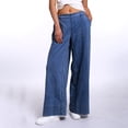 thumbnail image 6 of MIXUE Jeans For Women Solid Color Fashionable Low Waist Denim Pants Elastic Waist Stylish Trousers Sportswear,Blue,M, 6 of 9