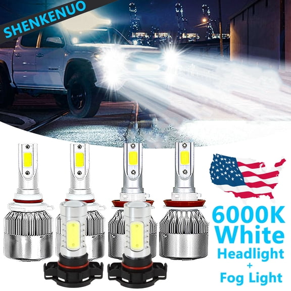 SHENKENUO for Chevy Silverado 1500 2500 3500 HD 2007-2019 LED Headlight Kits 9005 H11 5202,Pack of 6,C03