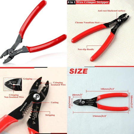 

Professional Compact and Versatile Electrician‘s Pliers for Multi-Purpose Use - 7 inches | Wire Cutter Crimper Gripper Stripper - Insulated & Non-Insulated Wire Crimping Tool - Ideal