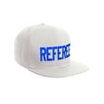 thumbnail image 2 of Classic Snapback Referee Hat High Profile Flat Bill Visor Adjustable Back Cap, White Blue, 2 of 3