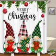 thumbnail image 3 of 4PCS Christmas Shower Curtain Sets with Rugs, Waterproof Fabric Shower Curtain, Patchwork Red Plaid Xmas Tree Black Deer Moose Reindeer Wildlife Cabin Hunting Snowflake Winter Bathroom Decor, 3 of 7