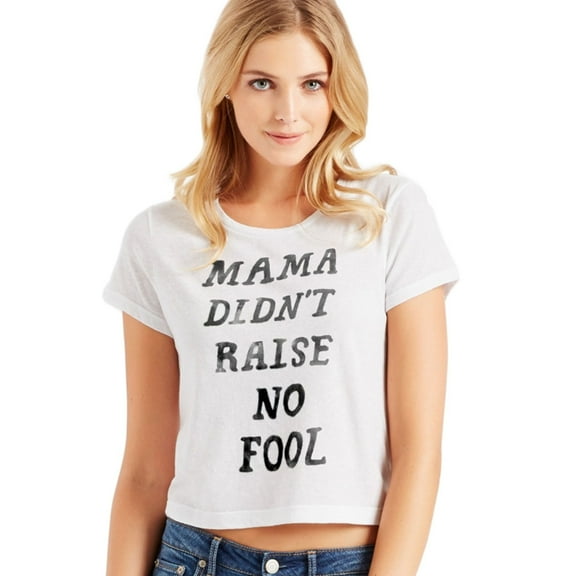 Aeropostale Womens Boxy No Fool Graphic T-Shirt, White, Juniors, Small