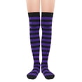 thumbnail image 2 of Zando Striped Over Knee High Socks Purple Thigh High Stockings Crazy Socks for Halloween Costumes Cosplay, 2 of 6