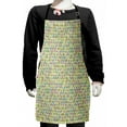 thumbnail image 1 of Geometric Kids Apron, Colorful Triangles Separated with White Diagonal and Horizontal Stripes Print, Boys Girls Apron Bib with Adjustable Ties for Cooking Baking Painting, Multicolor, by Ambesonne, 1 of 2