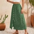 thumbnail image 6 of Maxi Skirts for Women Boho Elastic High Waist Button Front Side Slit Floral Print Flowy Summer Casual Beach Skirt, 6 of 6