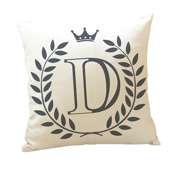 Cartoon Fashion English Letters Print Sofa Pillow Cushion Cover Home Decoration, multi-coloured, D