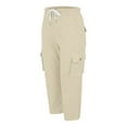 thumbnail image 6 of GZWYHT Summer Pants,High Waisted Pants,Hiking Pants Outdoor Pants /4 Summer Pants Capri Cargo Pants Lightweight Stretch Hiking Pants Overalls,Pants for Women,Palazzo Pants,Sweatpants Women,Beige,S, 6 of 9