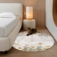 thumbnail image 3 of Round Area Rug 3 Ft, Brown Botanical Washable Non-Slip Circle Carpet for Living Room/Bedroom, Spring Floral Retro Watercolor Low-Profile Small Floor Mats Collection Rugs for Indoor, 3 of 7