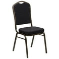 thumbnail image 2 of 4 Pk. HERCULES Series Crown Back Stacking Banquet Chair in Black Patterned Fabric - Gold Vein Frame, 2 of 7