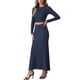 thumbnail image 4 of Conjuntos de punto de 2 piezas para mujer INSPIRE CHIC, con mangas largas, top corto, falda maxi de cintura alta estilo sirena, conjuntos de moda XL azul oscuro, 4 of 6