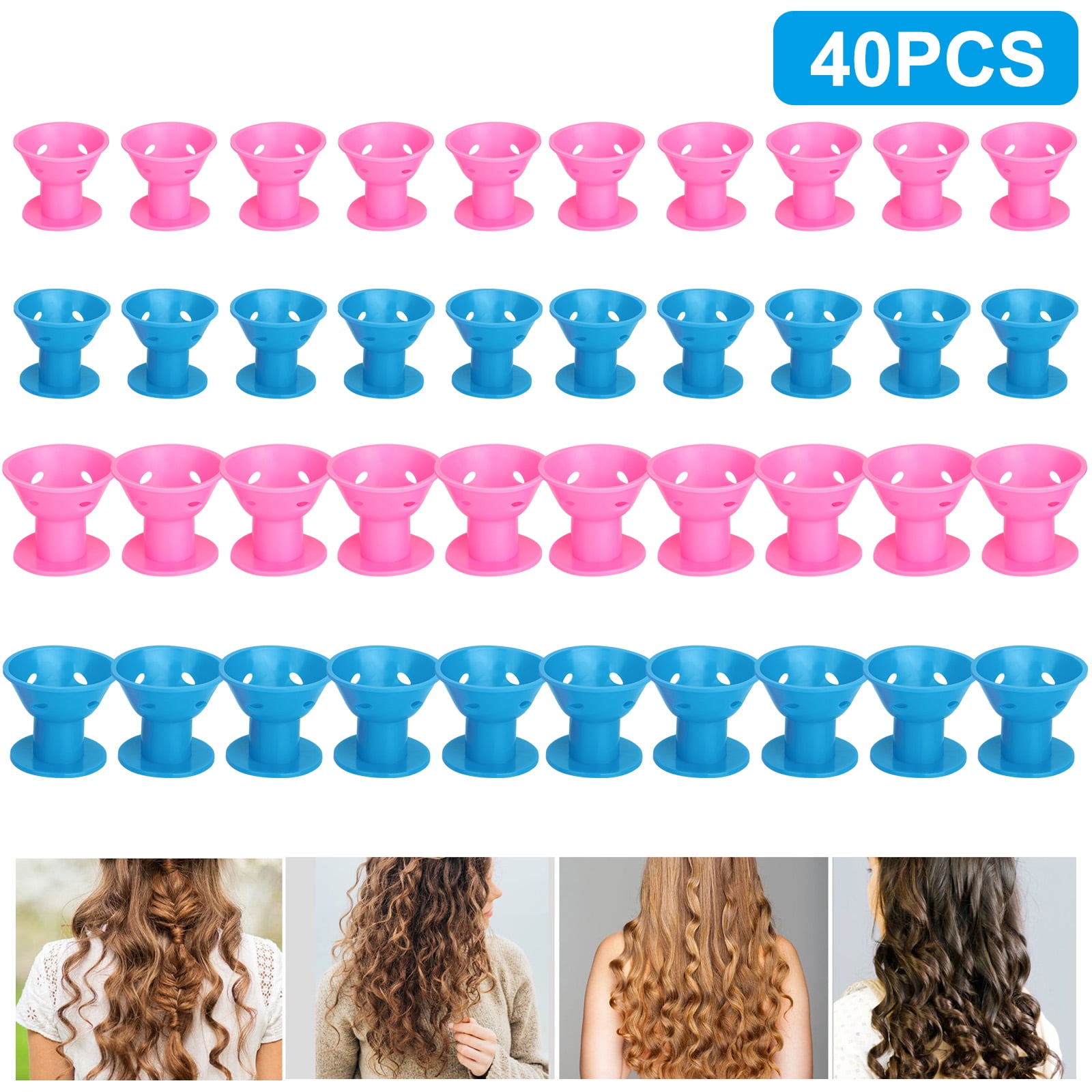 40pcs Magic Silicone Hair Rollers, EEEkit Heatless Hair Curler, Soft
