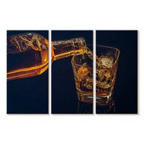 Elephant Stock Pouring Whiskey Glass Wall Art - Horizontal Multi Panel Canvas - Dining Room Wall Decor - Food And Drink Multi Panel - Black And Brown Decor - 50" x 32"