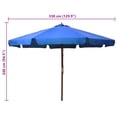 thumbnail image 4 of vidaXL Outdoor Parasol with Wooden Pole 330 cm Azure, 4 of 4