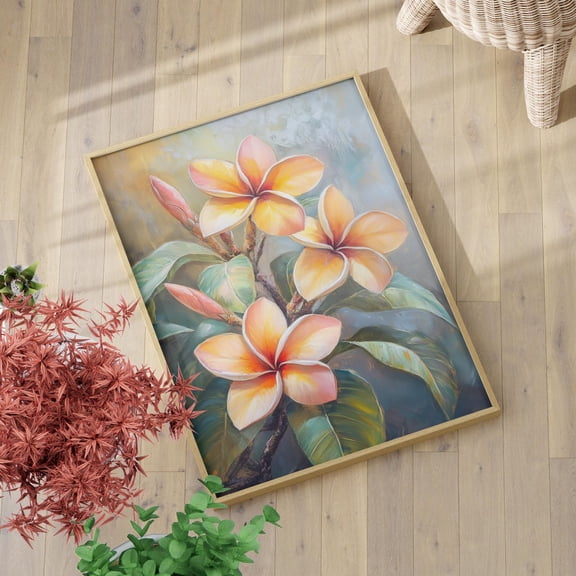 Plumeria Flowers Wall Art, Elegant Tropical Floral Decor, Unframed Paper Print Size 8x12