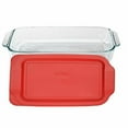 thumbnail image 3 of Pyrex Basics 3 Quart Glass Oblong Baking Dish with Red Plastic Lid -13.2 INCH x 8.9inch x 2 inch, 3 of 4
