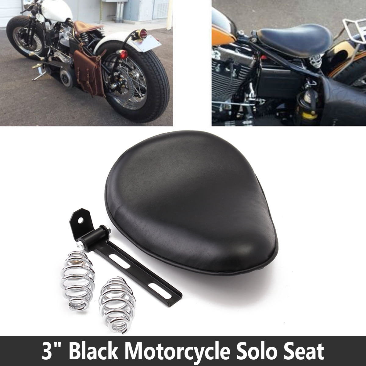 Motorcycle 3 Spring Seat Leather Sportster Chopper Bobber Custom
