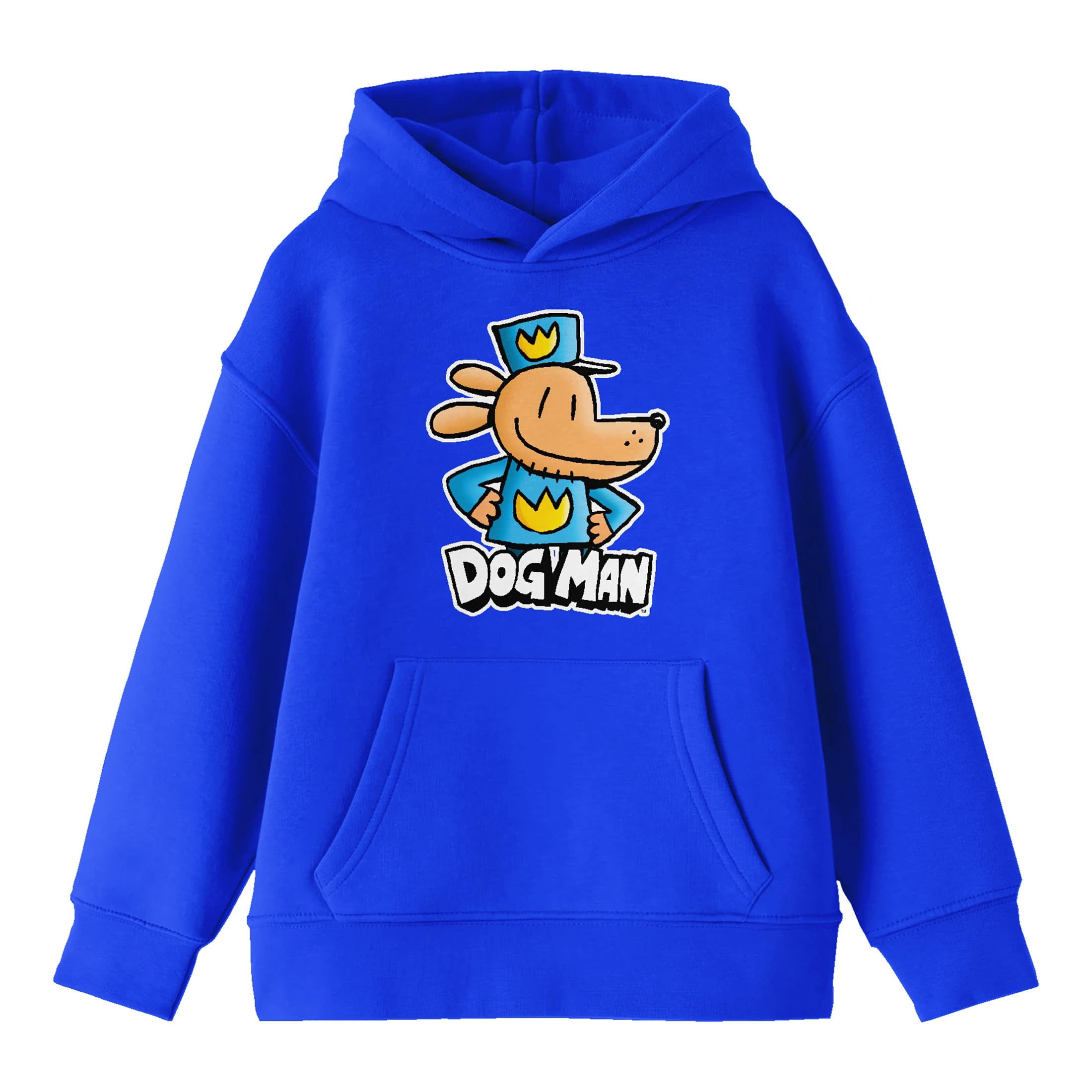 Dog Man Character Posing Youth Royal Blue Long Sleeve Hooded Sweatshirt-Large