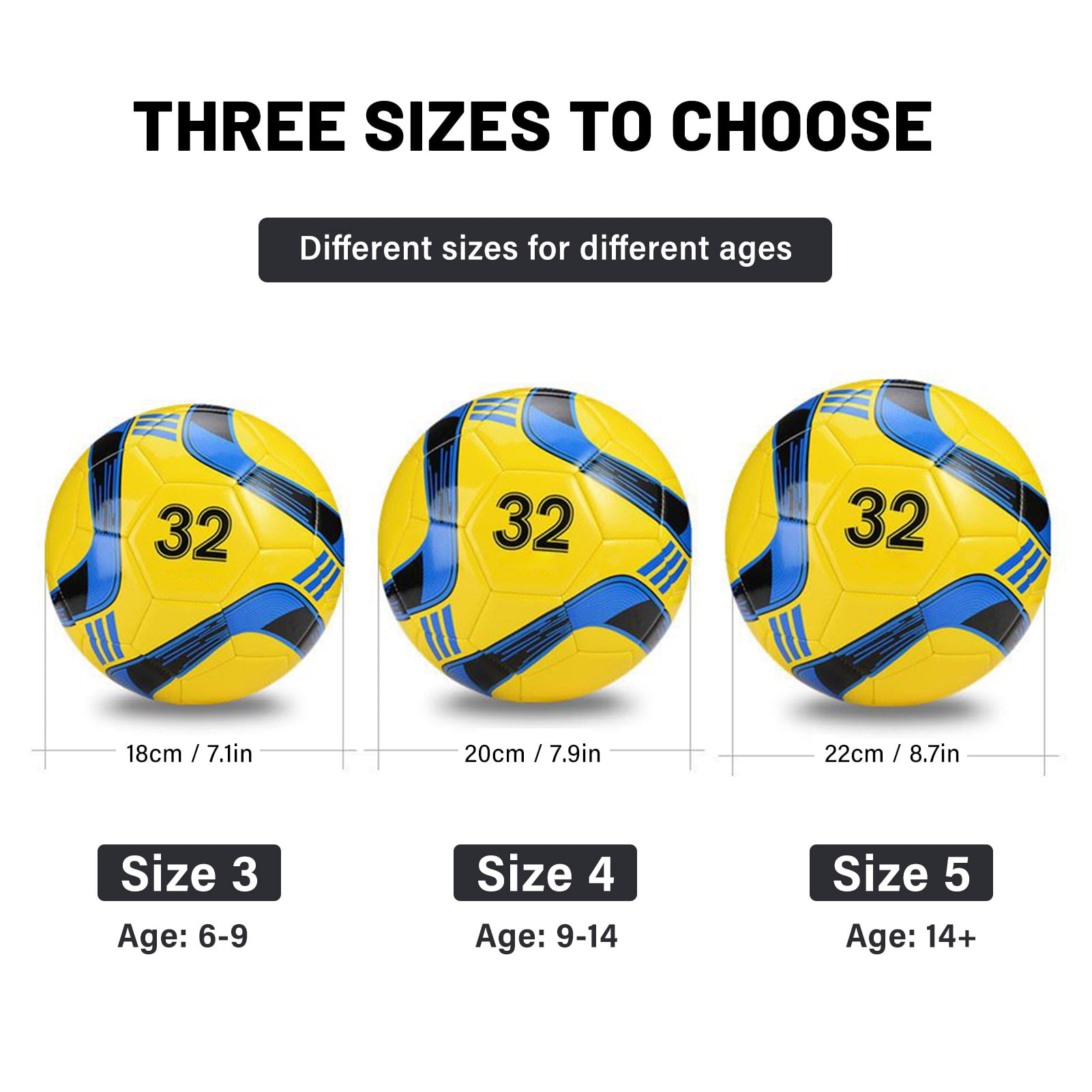 Lixada Outdoor Soccer Ball Sports Training Soccer Ball Rubber Bladder Size 3 Football 