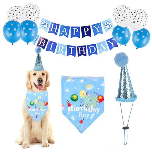 Pet Birthday Dog Scarf Bandana Set Cute Doggie Birthday Party Supplies Decorations New Pink