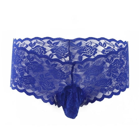 

Uorcsa Pattern Low Waist Embroidery Lace Man Underwear Blue