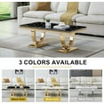 thumbnail image 3 of 47" Rectangular Faux Marble Coffee Table, Modern Gold Mirrored Stainless Steel Double U-Shaped Base, Center Table, Cocktail Tea Table for Living Room, Office, 3 of 6