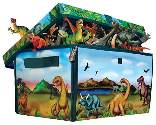 ZipBin 160 Dinosaur Collector Toy Box & Play set w/2 Dinosaurs