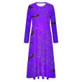 thumbnail image 3 of WXLWZYWL Womens Halloween Dress Plus Size Womens Dresses Fall 2024 Floral Printed Long Dress Long Sleeve Round Neck Sundress, 3 of 4