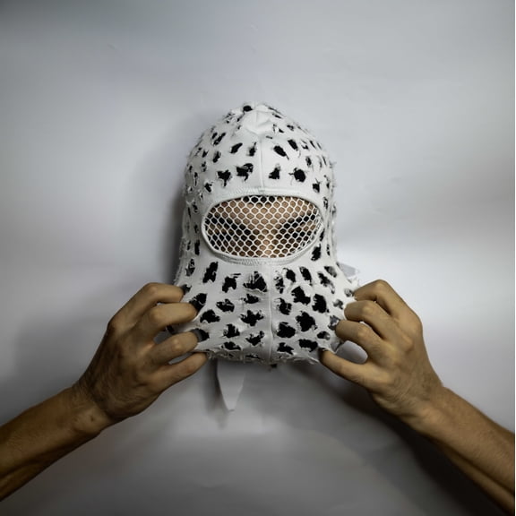 Black and White Double Layered Ski Mask Combining Style and Comfort with White