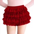 thumbnail image 2 of Pantalones Bombachos de Encaje Multicapa Y2K para Mujer, Pantalones Cortos con Volantes, Pantalones Cortos de Calabaza, Enaguas Dulces con Cintura Elástica. Vino Tinto S, 2 of 9
