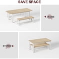 thumbnail image 3 of Studyset Dining Table Set for 4-6 with Benches, 63" Large Extendable Dining Room Table Set for 4, Kitchen Table Set with Metal Frame & MDF Board, Wooden Dinner Table Set for 6, 3 of 6
